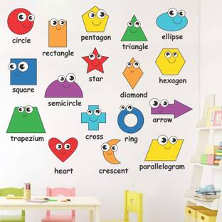 WALLPIK 110 cm Shapes Name - Kids - Learning - Education - School - Creative - Colorful - Wall Sticker - WP063 Self Adhesive Sticker