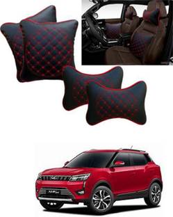 RONISH Black, Red Leatherite Car Pillow Cushion for Mahindra