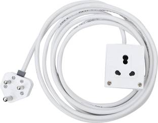 Expeditious Extension Board 1 Single Socket 15A 16A 2 Meter 1.5 mm Long Wire Cable Cord with 15 16 Amp Big Power Plug (Polycarbonate)(White) Extension Board 1 Single Socket 15A 16A 2 Meter 1.5 mm Long Wire Cable Cord with 15 16 Amp Big Power Plug (Polycarbonate)(White) Three Pin Plug