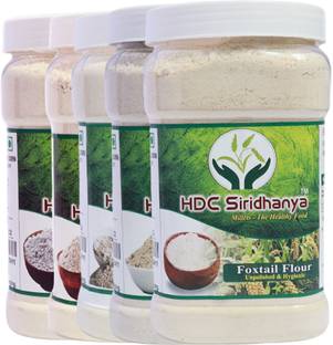 HDC SIRIDHANYA Unpolished & Organic Millets 5kg - Natural Grains Combo Pack of 5 | Foxtail Millet 1kg., Kodo Millet 1kg, Barnyard Millet 1kg, Browntop Millet 1kg, Littel Millet 1kg, Nutrient Powerhouse, High Protein & 100% More Fibre Than Rice