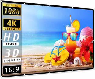 Savsol 100 Inches Diagonal, 16:9 Aspect Ratio, 87 Inches x 49 Inches, 1.2 Gain, Black Coated From Back Side, Supports UHD-3D-4K-8K Technology Universal Eyelets Type Foldable Projector Screen (Width 221 cms x 125 cms Height) Projector Screen (Width 221 cm x 125 cm Height)