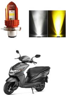 PRTEK Motorcycle LED Headlights High Low Beam Bulb, Super Bright Lens Motorbike Headlamp 4800LM White Yellow Bulbs DC12V/24V Universal Halogen Lamp, Pack of 1 V45 Headlight Motorbike LED for Honda (12 V, 24 W)