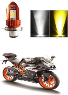 PRTEK Motorcycle LED Headlights High Low Beam Bulb, Super Bright Lens Motorbike Headlamp 4800LM White Yellow Bulbs DC12V/24V Universal Halogen Lamp, Pack of 1 V133 Headlight Motorbike LED for KTM (12 V, 24 W)