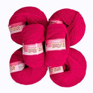 JEFFY Vardhman Kintting Yarn 100% Acrylic Wool (Rani) (6 PC) Baby Soft 4 ply Wool Ball Hand Knitting Wool/Art Craft Soft Fingering Crochet Hook Yarn, Needle Knitting Yarn Thread Dyed Shade no-93