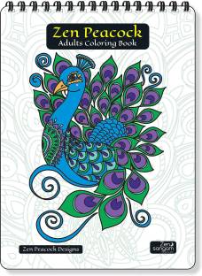 Peacock Young Adults Coloring Books (24 Creative Zen designs for Peacock Colouring Books)
