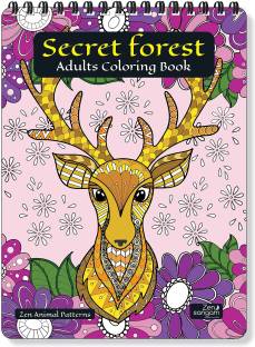 Zen Sangam Secret Forest Young Adults Coloring Books (32 Creative Zen designs for Animal Colouring Books)