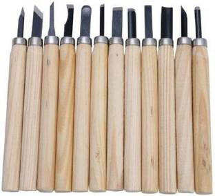 KHUSHA CREATIONS 12 Pcs Wood Carving Hand Chisel Tool Kit Set / Wood Working Professional Gouges Combination Chisel Set Paring Chisel Set