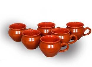 raincart Pack of 6 Ceramic Stylish Design Ceramic Kullhad With Handle Set of 6 Pieces Cups