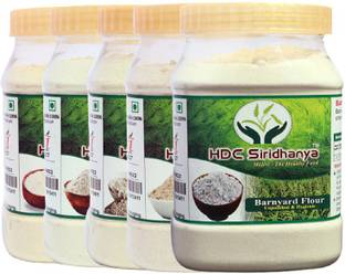 HDC SIRIDHANYA Unpolished & Organic Healthy Mix Millets (Little Foxtail Kodo Browntop Barnyard ) High Protein Nutrien Powerhouse & 100% more Fibre than Wheat 500 grm Each (Combo : - Pack of 5)