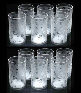 Flipkart SmartBuy (Pack of 12) Prism Pattern Water Juice Plastic Glasses Set Of 12 Glass Set Water/Juice Glass