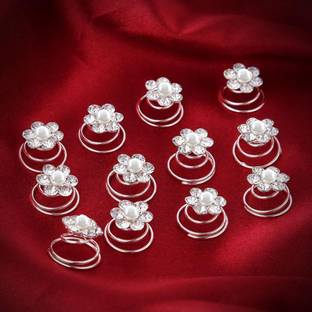 Kidzoo Spring Juda Pin Bridal Juda Pin Bun Maker Hair Accessories For Women And Girls, Silver, Set Of 12 Hair Pin
