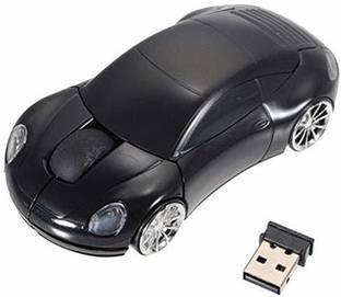 microware Black Wireless Mouse 2.4GHz Wireless 3D Sports Racing Car Shaped Optical PC Mouse Wireless Optical Gaming Mouse with Bluetooth Wireless Ambidextrous Optical  Gaming Mouse  with Bluetooth
