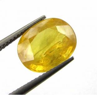 Aanya Jewels Aanya Gems Natural Yellow Sapphire Pukhraj 6.25 RATTI Certified Energized Loose Gemstone With Lab Certificate Sapphire Stone