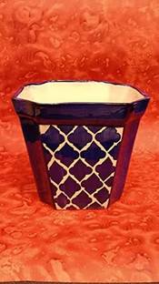 caffeine Ceramic Handmade Royal Blue Planter Small Size(set of 1) Plant Container Set
