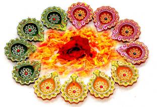 Newai Earthenware (Pack of 12) Table Diya Set