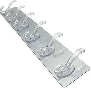 eshopy Coat Rack Wall Mount with 6 Hooks, Adhesive Wall Hook for Hanging Coat Towel Door Hanger