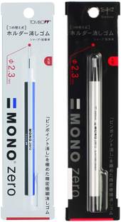 Tombow Mono Holder Eraser, Zero Round Shapre Silver And Mono Non-Toxic Eraser