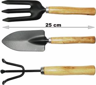 Green India Hand Cultivator, Garden Fork, Small Trowel 3pcs set Garden Tool Kit