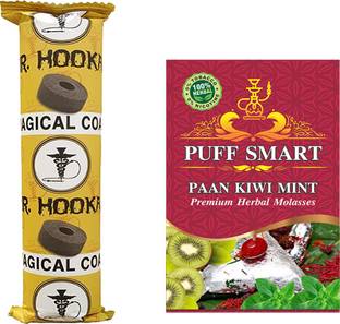 Puff Smart Paan Kiwi Mint with 1 Polo Quick Light Charcoal ( 10 disk) Hookah Charcoals