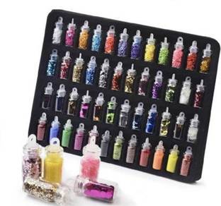 J & F 48 Bottles , 3D Nail Art Set , Glitter Sequins Rhinestones Beads ( Multicolor )