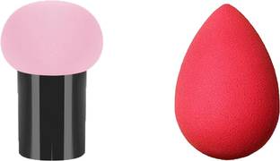 S.F.R beauty set of 2 ( blender+ mushroom ) Piece Beauty Blender for Liquid, Cream and Powder Sponge Makeup Puff.(colors & Shapes May Vary)