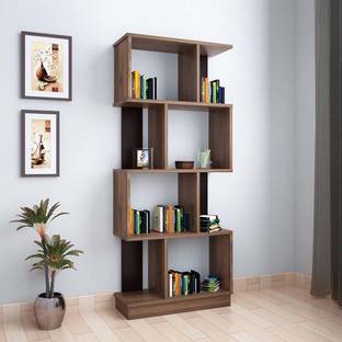 Floresta Wud Engineered Wood Zig Zag Book Shelf For Study Room/ Office / Library | Engineered Wood Open Book Shelf
