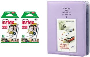 FUJIFILM Instax Mini 10x2 Sheets Instant Film with Purple time Album 64 Sheets Film Roll