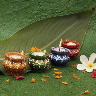Fashion Bizz Terracotta 4 - Cup Tealight Holder Set