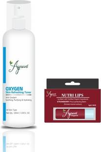Aysun Oxygen Skin Refreshing Toner & Lips Balm Combo Pack of 2