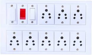 OsmiumPro Heavy Duty PVC Extension Board (1 Switches & 8 Sockets,1 Indicator & 1 Fuse) Only Board 6 A Three Pin Socket