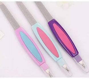 navjai Double Sided Manicure Pedicure Nail File Tool Cuticle Trimmer Cutter Remover Cat Wings Nail Filer And Buffer (Size 7 Inch) for Women and Girls (Pack of 3)
