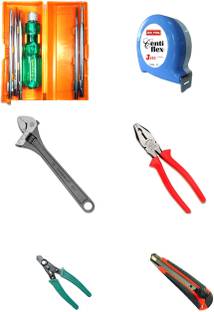 TAPARIA FREEMAN 1621-8 Pliers 210mm 1172-10 Adjustable Wrench 255 mm 812 5in1 Screw Driver Kit WS06 Wire Stripper SK1 Snap off Cutter 3 m Measuring Tape Pack of 6 Combination Screwdriver Set