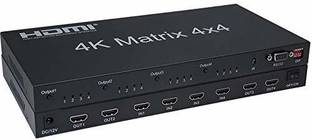 techut DMI Matrix Switch 4x4, HDMI Matrix Switcher Splitter 4 in 4 Out with EDID Extractor and IR Remote Control, Support HDR, HDMI 2.0b, HDCP 2.2, 4K@60Hz, 3D, YUV 4:4:4 Media Streaming Device