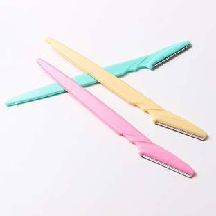 आदव लिपस्टिक फेस वाली महिलाओं के लिए आइब्रो रेजर फेशियल हेयर रिमूवर महिलाओं के लिए आइब्रो ट्रिमर शार्प मिनी मेकअप नाइफ शेपर शेवर 3 Pcs सेट (1 पैक - 3 Pcs)