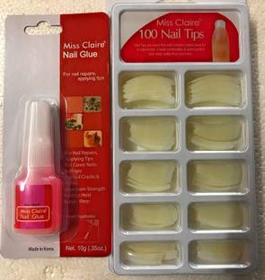 Miss Claire 100 Nails Tips Hm05-Natural, White, 1 Count, nail glue 10g 1 set 2 Natural white