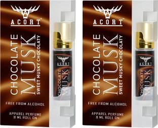 Acort Pack of 2 - Chocolate - Long lasting Concentrated Roll on Perfume - Attar Perfum Floral Attar