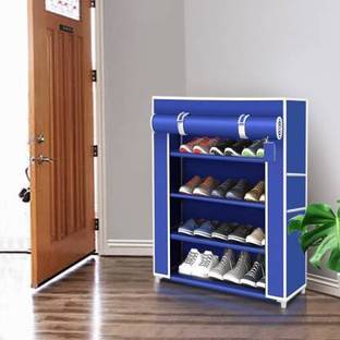 Palkolink 4 sleeves blue PVC pipe shoe rack Plastic Collapsible Shoe Stand