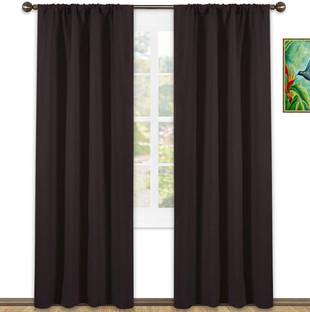 JUPON 213.3 cm (7 ft) Silk Blackout Door Curtain (Pack Of 2)