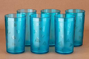 BELLERBIRD (Pack of 6) Premium Quality Unbreakable Diamond Design Drinking Glass Set Water/Juice Glass