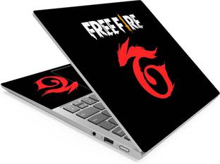 Techfit HD Printed Easy to Install Full Panel Laptop Skin/Sticker/Stretchable Vinyl/Cover for all Size Laptops upto 15.6 inch No Residue, Bubble Free - Free Fire Logo Self Adhesive Vinyl Laptop Decal 15.6