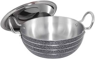 VERESTRA kadhai with lid (3200 ML, Dishwasher Safe , Aluminium Made) Kadhai 25 cm diameter with Lid 3.2 L capacity