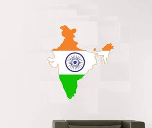 Asmi Collections 60 cm Indian Flag Wall Stickers Self Adhesive Sticker