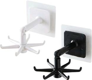 AL ATASH Storage Hooks 360° Rotating Folding Hooks, Kitchen Wall Hooks, Self-Adhesive, Random Colour Towel Holder