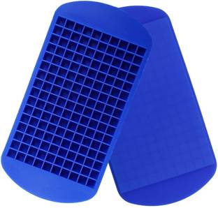 AlexVyan 160 grid small mini silicone ice cube tray for bottle, glass, coldrink etc. (Blue colour- 1 piece) Blue Silicone Ice Cube Tray Blue Silicone Ice Cube Tray