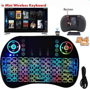 ZURU BUNCH Mini Keyboard i8 Backlight 2.4G Air Mouse Wireless Keyboard with Touchpad, Rechargeable Handheld Keyboard Remote for Android PC/Laptop/Computer/Gaming, Smart TV/LCD/LED/OLED HTPC PS3 Smart Phone Tablet Mac Linux Windows OS Wireless Handheld Multi-device Keyboard