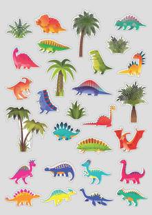 CVANU 31 cm Kids Dinosaur Fun with Trees Stickers Self Adhesive Sticker