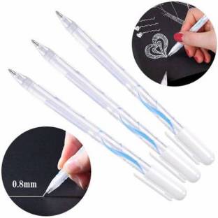CHROME 3 Piece White Gel Pen Set,0.8mm Line Drawing Pen, Archival Ink Fine Point Tip Sketching Pens for Artists, Drawing Illustration, Black Paper, Painting Rocks, Card Making Gel Pen