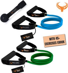 Bulmarc Set of 2 Resistance Tubes with Door Anchor (LIGHT, MEDIUM (+70 LBS) Resistance Tube