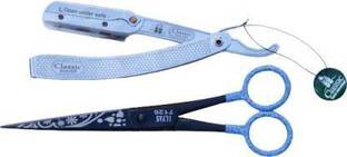 फुजिओनेस FLOWER PRINT SCISSOR AND STAINLESS STEEL RAZOR कैंची