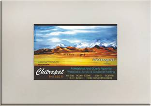 Chitrapat Handmade Paper Pro 440 R for Watercolor, Acrylic Painting, Gouache & Poster Color / Rough Textured / 440 GSM / Large 15 X 11 Inches / 1 Set of 12 Loose Sheets, Sketch Pad